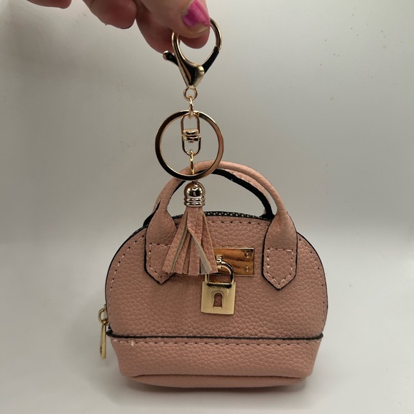 NEW Mini Purse Bag Charm Keychain Micro Pouch Bag Cles Compact Mini Wallet Pink - Picture 5 of 12